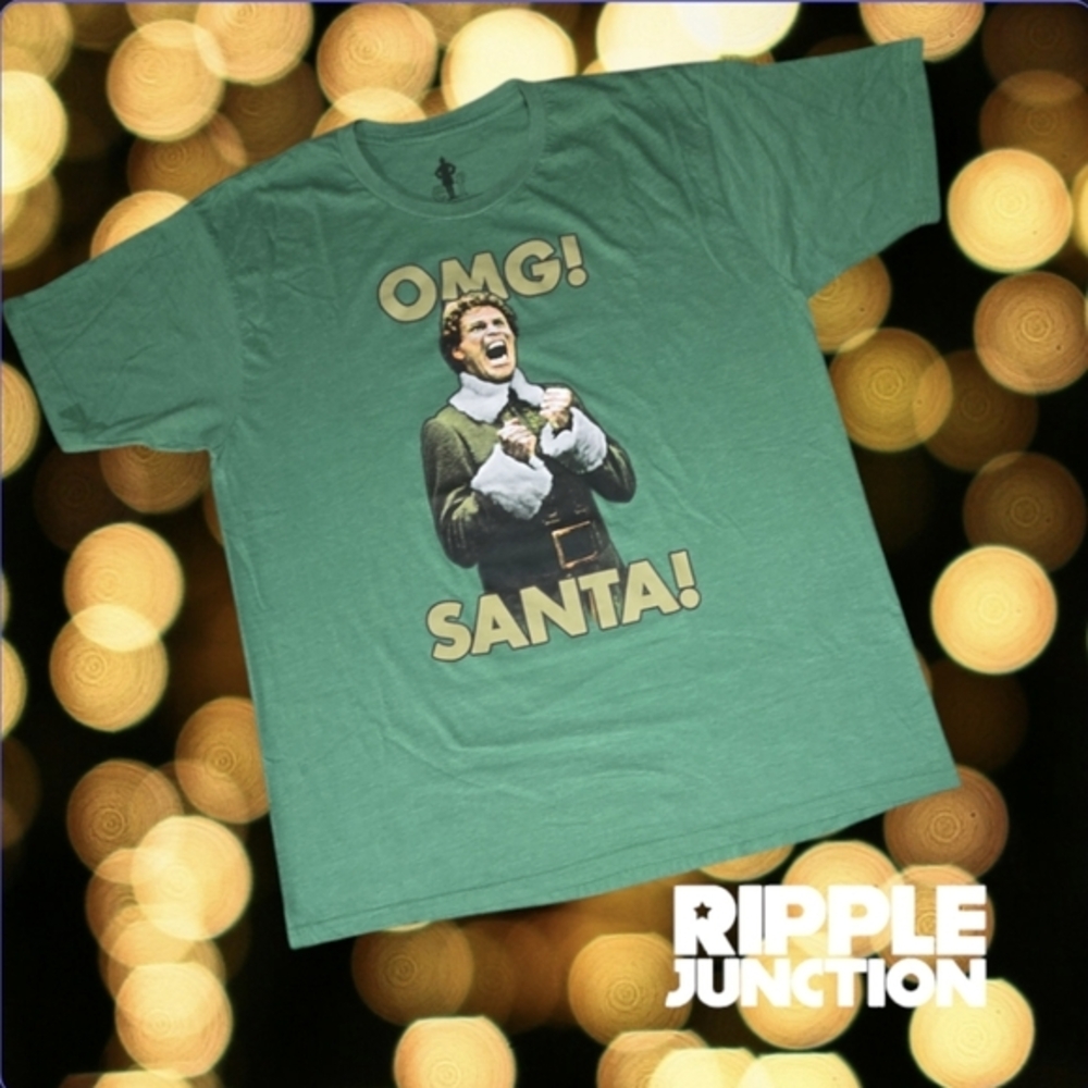 Unisex Elf OMG Santa! Christmas Graphic‎ Tee Green XL
